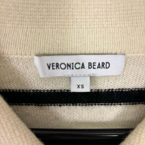 Veronica Beard Cashmere Cardigan Striped Peter Pan Collar Button Front Sweater S - Picture 4 of 6